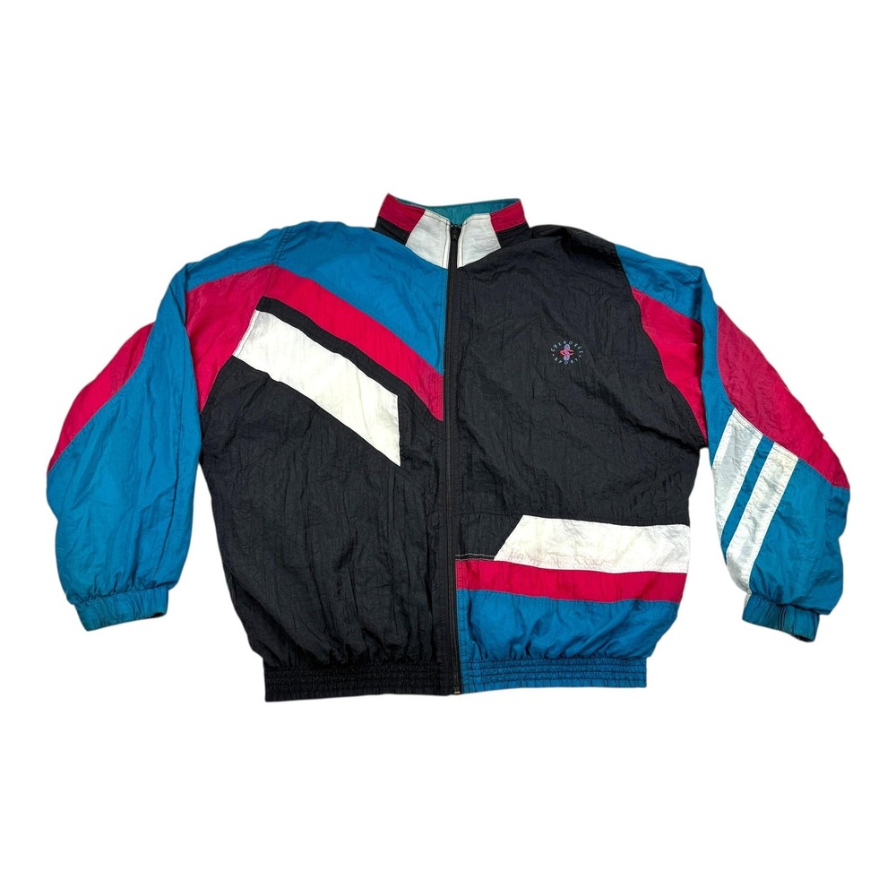Vintage Cherokee Sport Jacket Mens XL Black Teal Colorblock Windbreaker 90s